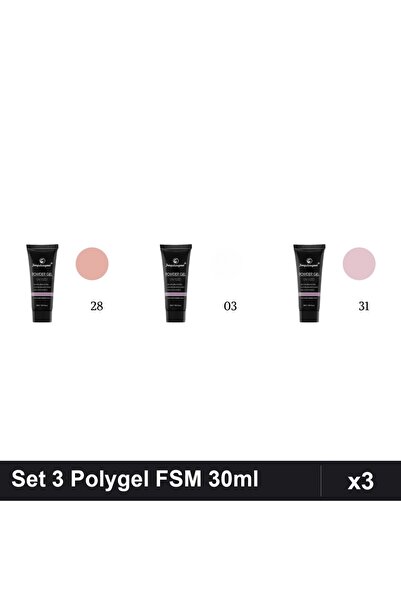 FSM Set 3 Polygel 30ml - Nr.28, Nr.03, Nr.31 - Constructie Unghii