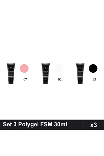 FSM Set 3 Polygel 30ml - Nr.07, Nr.02, Nr.33 - Constructie Unghii