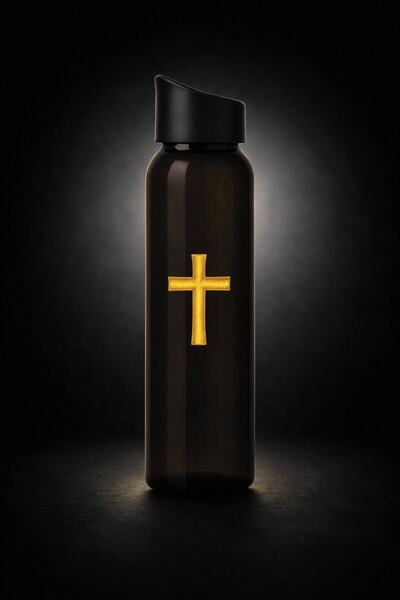 Bitolia Agathos Black water bottle with golden cross