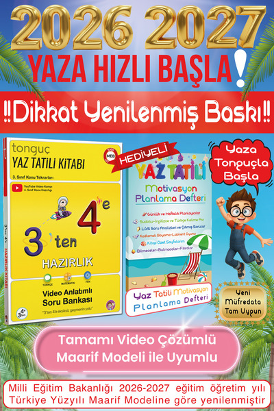 Tonguç Yayınları 3'ten 4'e Yaz Tatili Hazırlık Soru Bankası Kitabı 3ten 4e 3 ...