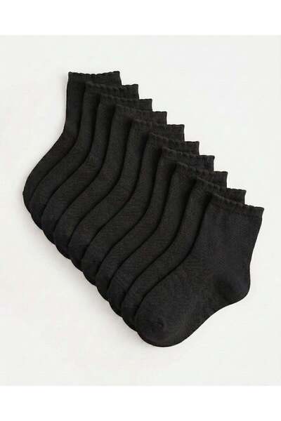 REDTAG Girls Black Ankle Socks Pack 5 Pairs