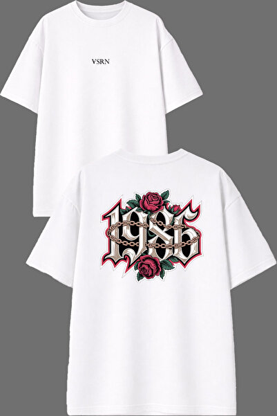 VSRN 1986 Design Front and Back Printed White Oversize t Shirt