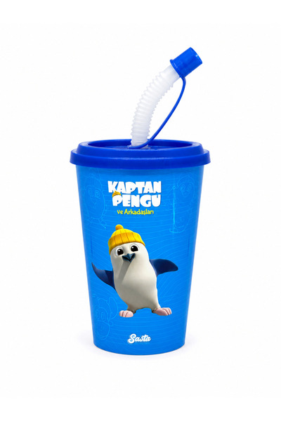 Sasta BakGelAl Lisanslı Kaptan Pengu ve Arkadaşları Pipetli Çocuk Bardağı, Eğ...