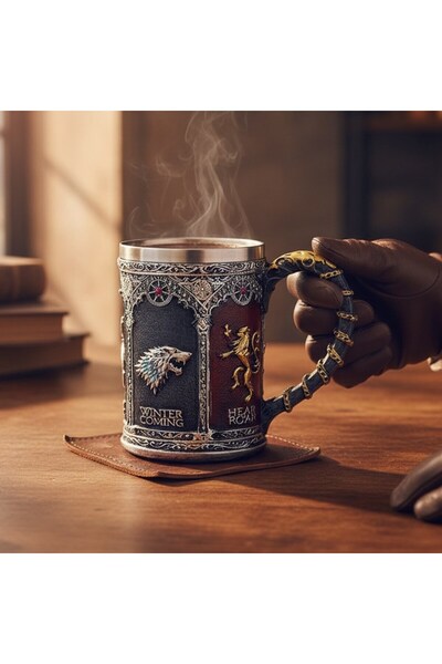 hediyesahibi “Game of Thrones” Özel Tasarım Metal Kupa – Stark & Lannister Te...