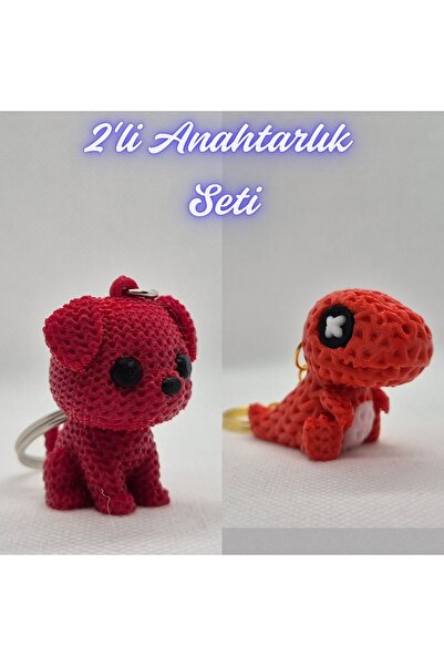 3DAtölyeMaker Fire Department Red Knitted Patterned Dog and Red Knitted Patte...