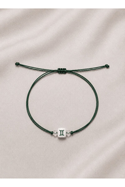 Femenino Gemini Zodiac Sign Green Rope Adjustable Zodiac Bracelet