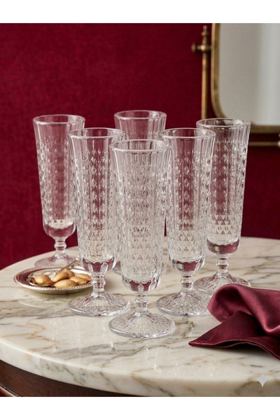 çukurova home Lüks Kristal Cam Ayaklı Damalı Kahve Yanı Bardağı ( 130 ml ) Su...
