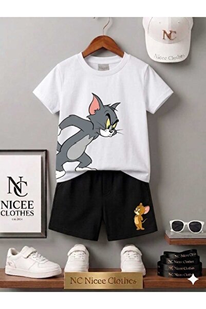 NC Nicee Clothes تي شيرت صيفي للأطفال قصير الأكمام للجنسين (توم وجيري سينيرلي)