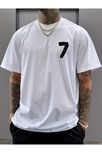 PAVRO Unisex Άνετο T-shirt με μικτό σχέδιο και στάμπα