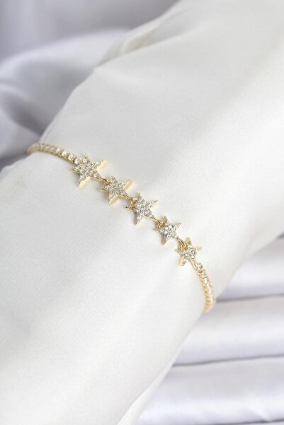 Clariss Brass Gold Color Sequential Star Model Waterway Women's Bracelet