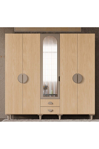 miracool Ladin 5 Kapaklı Gardrop / 5 Kapılı Dolap / Komple MDF / Modern Tasarım