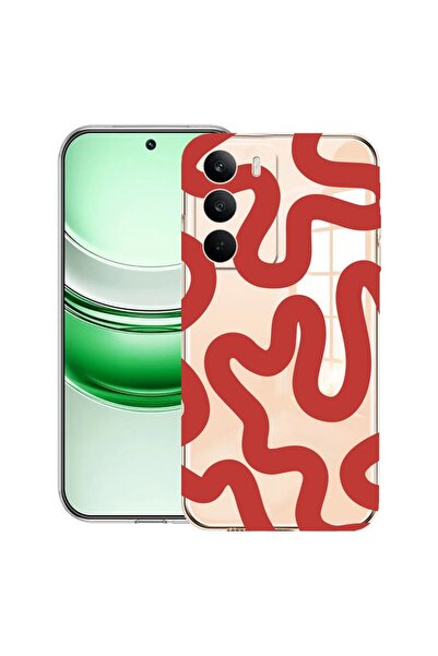 bestcase Husa Clear Silicon pentru Realme C71, Red Abstract Line, 2041144 T 1476