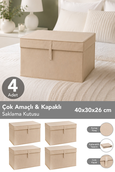 Meleni Home 4'lü Mini Boy Hurç - Çok Amaçlı Organizer Kapaklı Saklama Kutusu ...