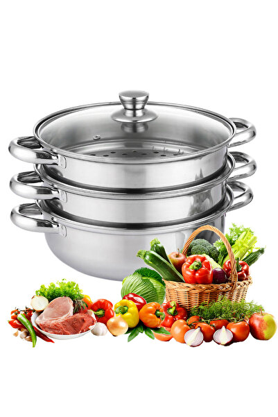 Choice 3 Tier Steamer Pot for Cooking with Lid Stainless Steel Steam Pot Mult...
