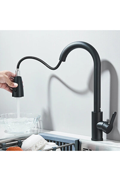 Choice G1/2 BlackA Pull Out Kitchen Sink Faucets Polished Chrome Pull Down Ki...