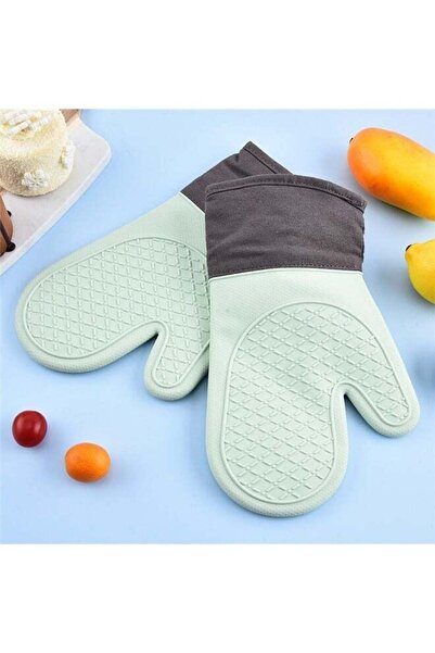 Yongsheng Oven Gloves green/Black, Extra Long Silicone Oven Mitts, Heat and S...