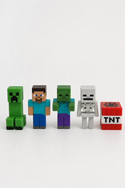 GAME SHOT Minecraft Pasta Süsü Seti 5li 3D Baskı Doğum Günü Figür Seti