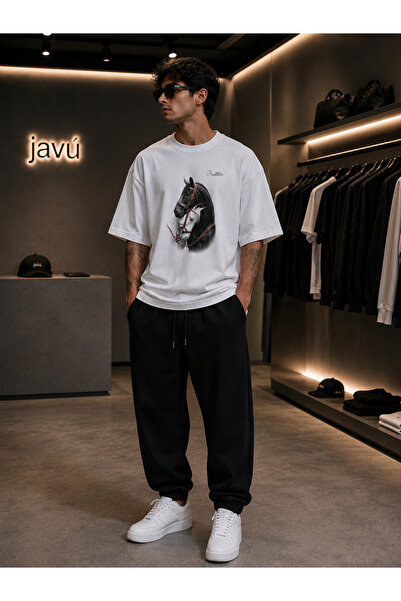 JAWÜ STYLE طقم تي شيرت مطبوع عليه حصان نبيل