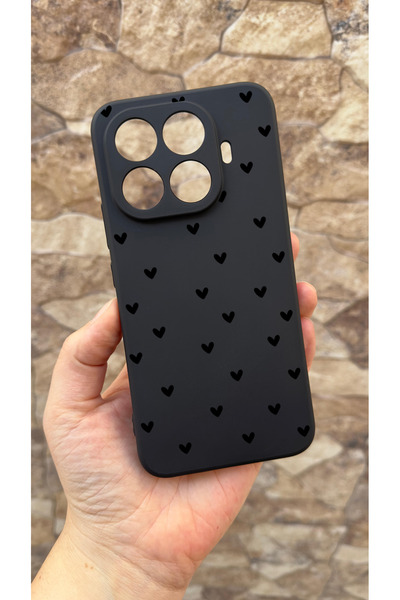 Vip Case Mi 15t Pro Compatible Mini Black Heart Patterned Silicone Shock Abso...