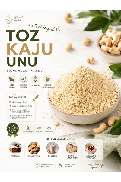 Aktarzane Toz Kaju Unu Glutensiz, Yüksek Proteinli Doğal Kaju Unu 500 gr