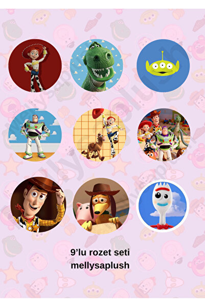 mellysaplush Oyuncak Hikayesi ( Toy Story ) 9 adet rozet 44 mm