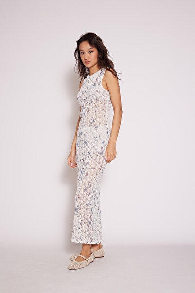 Nisan Rochie tricotată cu imprimeu floral, ecru brut