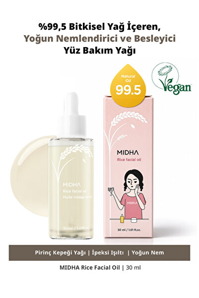 MIDHA Yoğun Nemlendirici ve Besleyici Pirinç Kepeği Yağı İçerikli Yüz Bakım Y...