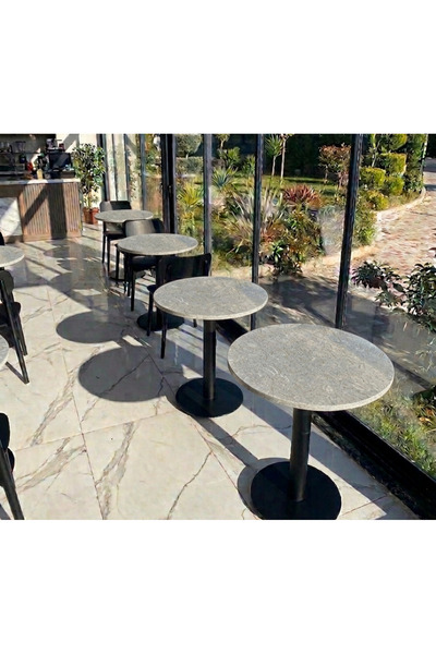 Marb & Home Kafe, Balkon, Mutfak Lüks Mermer Masa 60 cm Yuvarlak