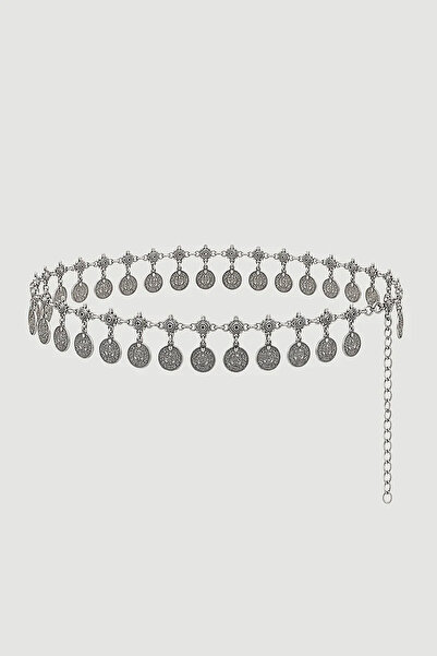 Gusto Silver Bohemian Belt with Pendant - Silver