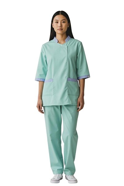 Peach Professional Housekeeping Uniform Set,3/4 Sleeve Top and Pants, Mandari...