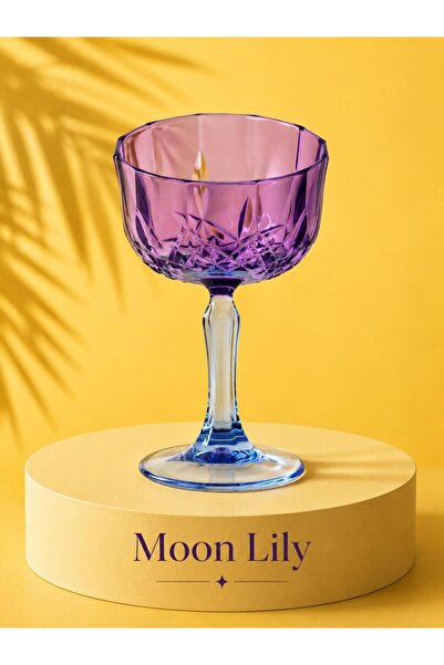 R-EYLA Moon 6’lı Premium Kadeh Seti – Renkli Kristal Cam Ayaklı Bardak