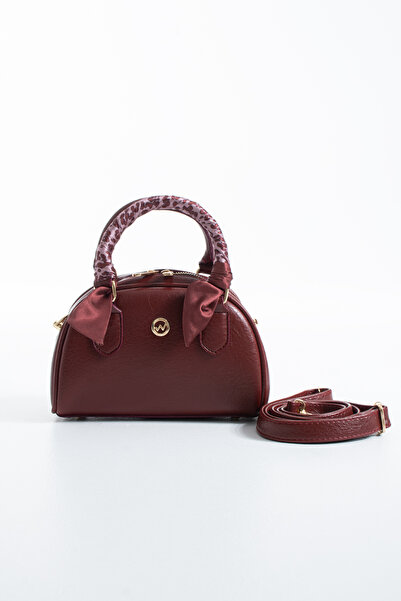 DEV 3 ADAM Burgundy Scarf Detailed Hand Shoulder and Crossbody Women's Bag