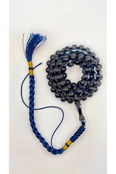 Default Royal Navy Blue Transparent Rosary with Woven Fabric Cord - Modern El...