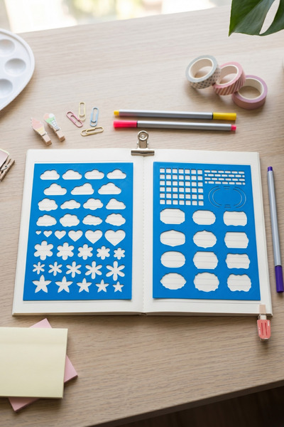 Karmelom Studio Bullet Journal Nature Theme and Sticker Blocks Ruler Set (2 P...