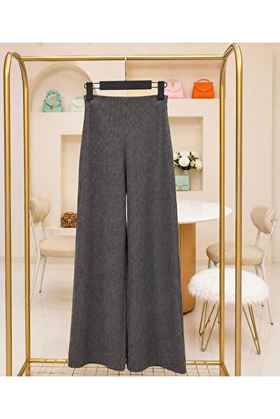 Cielo Butikk Kadın Regular Fit Kesim Belli Lastikli Fitilli Palazzo Pantolon