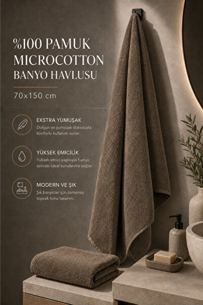 TAYA HOME %100 Pamuk Microcotton Banyo Havlusu 70x150 cm Ekstra Yumuşak Yükse...