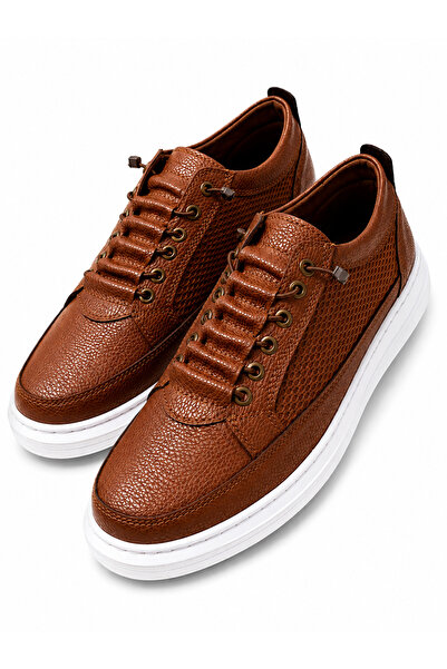 YALÇIN Erkek Kahverengi Fileli Sneaker Lastikli Günlük Spor Ayakkabı