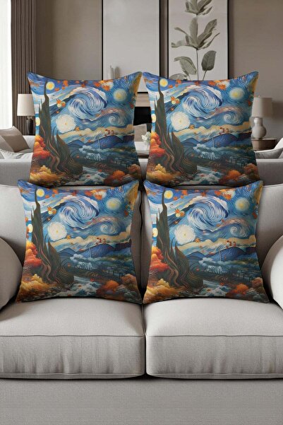 Dolce Mariee Digital Printed Soft Textured 4-Piece Throw Pillow Cover Set Krl...