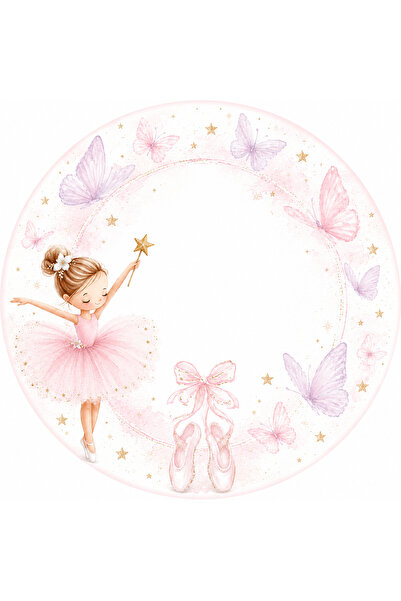 PeraCreations İsme Özel Balerin Tema Yuvarlak Bebek Kuşe Sticker/ Etiket 4 Cm...