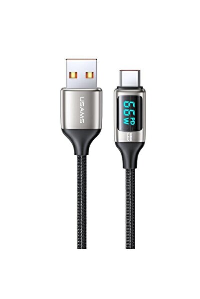Usams Kabel pleciony U78 USB-C 1.2mLED 6A Fast Charging bia≈Çy/white SJ544USB...
