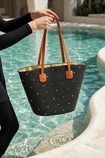 Remsa Mayo Stone Wicker Bag Beach Bag 2006-1 Black01