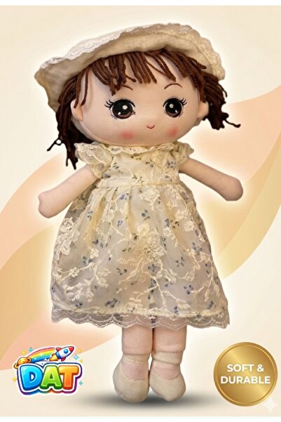 DAT Soft Plush Rag Doll Toy for Girls with Floral Dress & Lace Bonnet Hat – C...