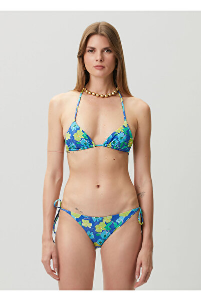 LES BENJAMINS Mavi Çiçekli Üçgen Bikini Üstü