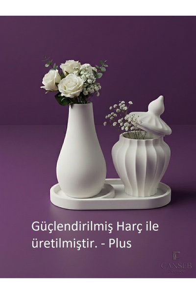 CANSEB Elegance 13cm Flower Vase & Storage Container with Pointed Lid Decorat...