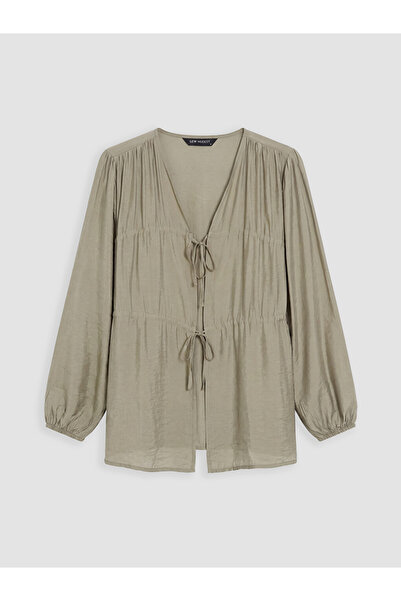 LC Waikiki Rmz Gi̇yi̇m Farkiyla V Women's Kimono with Planting and Tying Detail