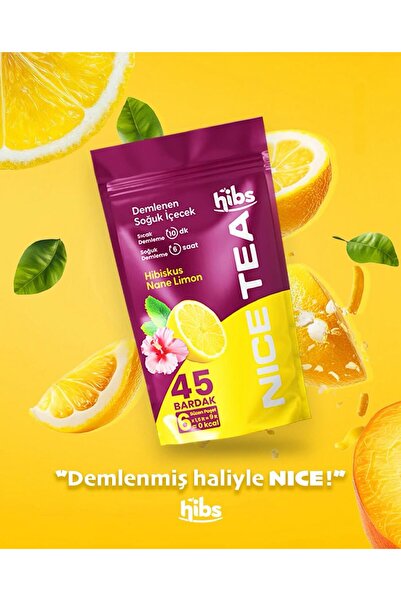 Hibs Nice Tea Demlenen Doğal Soğuk İçecek 6x1,5 lt Süzen Poşet Hibiskus-Nane Limon (45 Bardak)