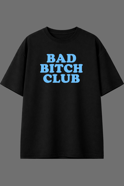 VSRN Tricou oversize negru cu imprimeu frontal Bad Bıch Design