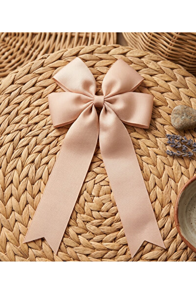 BİRİCİK COLLECTİON Powder Color Long-Tailed Bow with Buckle Clip