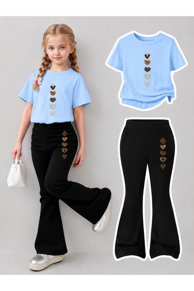 YUNAYT Set de pantaloni evazați și tricou spaniol pentru fete