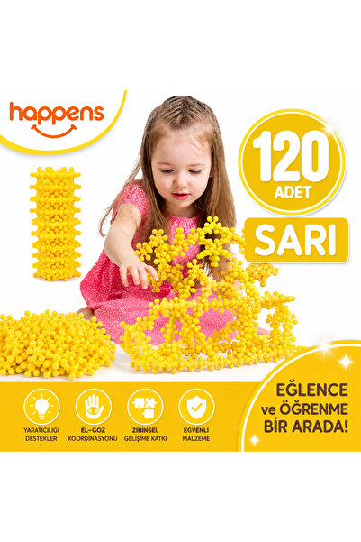 HAPPENS Yellow Single Color Molecule Construction Set Creative Toy Snowflake ...
